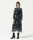 GRACE CONTINENTAL フラワープリントボウタイ付ワンピース