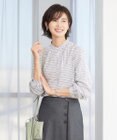 J.PRESS LADIES 【洗える】 セルロースチェック バンドカラー ブラウス