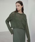 BEIGE， 【洗える・STORY 6月号掲載】THYME / クルーネックコットンメッシュニット
