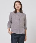 J.PRESS LADIES S 【洗える】リネンminiチェック バンドカラー ブラウス