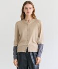BEIGE， CHLOR / ウールシルク配色クルーネックカーディガン
