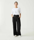 caqu linen rayon stretch wide pants リネンレーヨンストレッチワイドパンツ