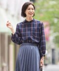 J.PRESS LADIES 【洗える】ハイツイストチェック バンドカラー ブラウス