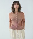 BEIGE， 【洗える】VANDA / ラメ入りクルーネック半袖カーディガン