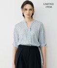 ICB 【新色追加・WEB限定】BackSatinAmunzen 5分袖キーネックブラウス