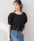 earth music&ecology 透かしケーブルパフスリニットカーディガン