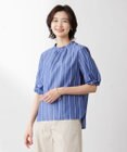 J.PRESS LADIES 【洗える】 セルロース タイプライター ストライプ スタンドカラー ブラウス