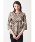 DAKS チェックプリント七分袖Tシャツ