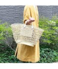 UNBILLION perche モロッコ椰子透かし編み×姫路レザー結びハンドルカゴバッグ