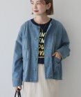 AMERICAN HOLIC ノーカラーデニムカバーオール