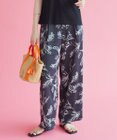 23区 【洗える】ラインフラワープリント ワイドパンツ