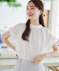 Tiaclasse 【洗える】モックネックフレンチスリーブカットソーブラウス