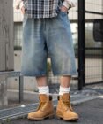 WEGO 【ユニセックス着用ITEM/SMLサイズ展開】スーパーバギーデニムショーツ