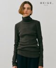 BEIGE， 【BEIGE,ecru/WEB限定・洗える】RIB TOPS /  コットンシルクハイネックトップス