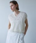 BEIGE， LYCORIS / カットフリンジ Vネックニット