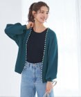 Tiaclasse L 【洗える】パール付きパフスリーブカーディガン