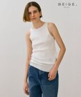 BEIGE， 【BEIGE,ecru/WEB限定・洗える】RIB TOPS /  コットンシルクアメリカンスリーブトップス