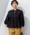 23区 L 【洗える】コットンエンブロイダリー クロップド ブラウス