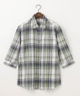 JOSEPH ABBOUD 【キングサイズ・サスティナブル】リヨセルリネンチェック 七分袖シャツ
