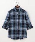 JOSEPH ABBOUD 【キングサイズ・サスティナブル】リヨセルリネンチェック 七分袖シャツ