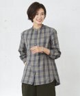 J.PRESS LADIES S 【洗える】クリアチェック バンドカラー ブラウス
