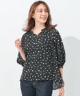 自由区 【セットアップ可】ドットプリント スキッパーブラウス