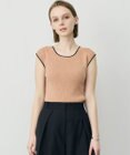 ICB L 【CLASSY.掲載】オーガニックコットンリブ フレンチスリーブニット