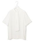 ICB 【洗える】BackSatinAmunzen 5分袖スカーフタイブラウス