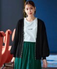 Tiaclasse 【洗える】パール付きパフスリーブカーディガン