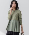 23区 【ご好評につき新色追加】ナチュラルコットンベアコンビ ペプラム カットソー