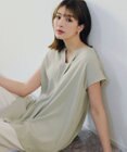 Tiaclasse 【洗える】フレンチスリーブキーネックシャツチュニックブラウス