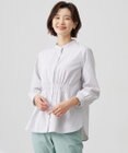 J.PRESS LADIES 【洗える・接触冷感・UVケア】エステネージュストライプ シャーリング  ブラウス