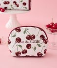 Maison de FLEUR チェリー柄ゴブランラウンドポーチ