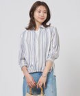 J.PRESS LADIES L 【一枚で着映え】リネンMIX ストライプ スッキパー ブラウス