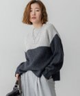 23区 L 【洗える】ウールカシミヤ カラーブロック バルキー ニット