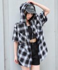 WEGO フードチェックBIGシャツ（S）