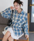 WEGO 【ユニセックス着用ITEM/SMLサイズ展開】オンブレチェックシャツ（LS）