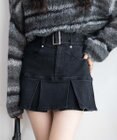 WEGO ベルト付デニムプリーツスカパン