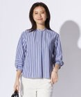 J.PRESS LADIES 【洗える・接触冷感・UVカット】エステネージュストライプ バンドカラーブラウス
