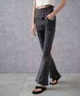 WEGO ハイウエストストレッチフレアデニムパンツ