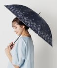 MOONBAT 【遮光率100％/遮熱/UV】LANVIN en Bleu (ランバン オン ブルー)晴雨兼用日傘 フラワーグリッター シルバースカラ刺繍 花柄 長傘