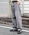 WEGO 【ユニセックス着用ITEM/ウエストゴム/SMLサイズ展開】デニムルーズテーパードパンツ