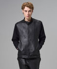 JOSEPH HOMME レザーライクジャージーニットブロック　ZIP UPブルゾン