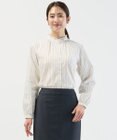 J.PRESS LADIES L BEZコットンナイロン ストライプ フリル襟 ブラウス