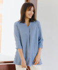 Tiaclasse 【洗える】サイドボタンシャツチュニックブラウス