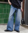 WEGO 【ユニセックス着用ITEM/SMLサイズ展開】デニムルーズフレアパンツ
