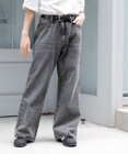 WEGO 【ユニセックス着用ITEM/SMLサイズ展開】デニムルーズフレアパンツ