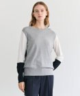 BEIGE， CHLOR / ウールシルク配色クルーネックニット