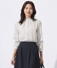 J.PRESS LADIES 【洗える】ランダムストライプ フリルネック ブラウス