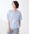 J.PRESS LADIES 【洗える】綿キュプラコードストライプ キーネック ブラウス